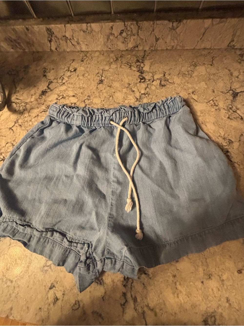 RVCA Light Blue High Waist Drawstring Shorts